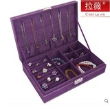 韩国新款全新公主绒布带锁首饰盒饰品收纳盒戒指盒耳钉盒珠宝盒子