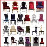 欧式椅子 新古典餐椅 售楼处酒店家具 实木布艺椅 洽谈接待装饰椅