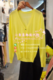 现货韩国东大门代购进口女装夏新款简约V领长袖薄针织开衫YU2418