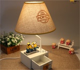 创意化妆盒木盒偶遇小黄人台灯可爱装饰品床头灯可调光 包邮礼品