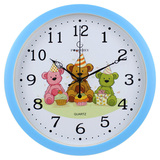 宝狮莱新品创意客厅钟表12英寸可爱卡通儿童房挂钟静音卧室石英钟