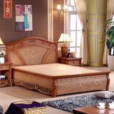 东南亚印尼藤床 休闲酒店客房双人床1.8米 藤木大床1.5米藤木床