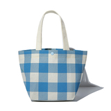 日本新款简约小清新格纹帆布学生手提饭盒袋便当包女便携拎包