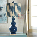 外销时尚创意蓝色葫芦玻璃台灯美式现代简约客厅卧室书房装饰台灯