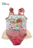 迪士尼新款吊带粉红冰雪公主欧根纱女童可调节肩带泳衣连体泳衣