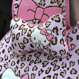 Hello Kitty粉色豹纹汽车头枕颈枕 可爱卡通汽车车内饰品 一对装