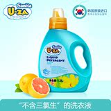 韩国进口U-ZA婴儿衣物柔顺剂uza宝宝洗衣服柔顺液温和抗菌1300ml