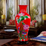 包邮景德镇陶瓷器大号中国红花瓶落地现代家居装饰品美式摆件礼品
