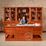 书桌实木中式 榆木办公桌写字台电脑桌 明清仿古家具 古典大班台