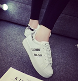 春夏季韩版透气休闲鞋女运动白色板鞋学生女单鞋圆头小白鞋-黑潮