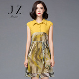 JUZUI玖姿女装专柜正品牌2016夏装新款中长款韩版修身短袖连衣裙