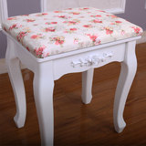 田园梳妆凳白色实木公主妆凳简约美甲凳子布艺软包凳卧室化妆凳子