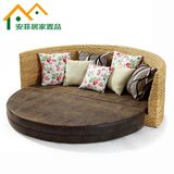 沙发床可折叠藤编双人床多功能圆形沙发床客厅小户型藤家具1.8米