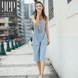 YEP2016夏装新款女装韩版宽松大码连衣裤背带哈伦裤牛仔连体裤子