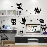 可移除墙贴纸客厅黑猫贴画卫生间笔记本墙纸冰箱帖随意贴马桶贴画