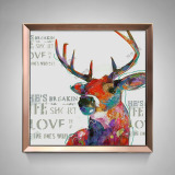 纯手工抽象高档动物油画欧式客厅玄关餐厅装饰画壁挂画发财鹿带框