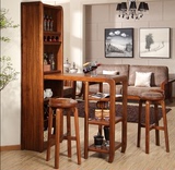 爱家新中式间厅柜酒柜玄关柜简易实木吧台吧椅