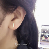 韩国正品代购 纯14K黄金耳钉 金色极简线条耳钉 简约中性 一字型