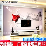 欧式简约玫瑰花卉客厅无缝整张4D5D立体电视背景墙纸壁纸大型壁画