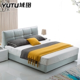 域图 皮床小户型头层真皮床现代简约1.8米双人床婚床卧室软床852