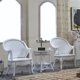 欧式阳台滕椅休闲桌椅组合卧室白色简约藤椅茶几三件套客厅靠背椅