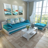 布艺沙发 简约现代棉麻皮布艺沙发组合可拆洗三人客厅小户型沙发