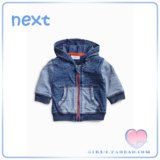 英国NEXT代购2016新款春秋童装男宝宝婴儿蓝色潮长袖连帽拉链外套
