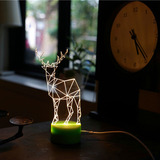 包邮北欧LED圣诞小鹿灯创意3D动物图案小夜灯USB床头台灯礼物