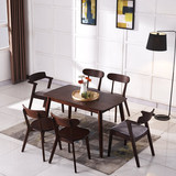 北欧简约风格长方形餐桌椅组合纯实木全橡木吃饭桌原木家具饭台子