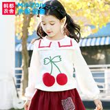 米妮哈鲁韩都衣舍童装小女童春装2016新款韩版中大童宝宝长袖毛衣