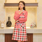 韩版时尚可爱女纯棉围裙长袖成人反穿衣厨房做饭护衣成人带袖罩衣