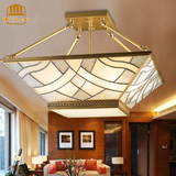 DHM全铜欧式古典半吊吸顶灯 复古铜质玻璃艺术顶灯卧室灯具书房灯