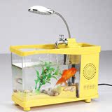 沐坤 创意USB迷你蓝牙音响鱼缸 生态鱼缸 家居办公摆件 个性情人?