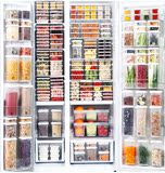 现货韩国正品进口冰箱 可叠加长方形塑料保鲜盒密封盒 厨房收纳罐