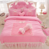 韩版公主风蕾丝床上用品纯棉四件套全棉双人2.0m床单被套1.5/1.8m