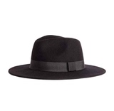 HM2016年早春新款非代购爵士帽大檐帽宽绑带羊毛毛呢女帽凹造型