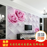 现代简约欧式玫瑰花卉壁画 客厅电视背景墙纸  浪漫花朵无缝壁纸