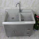 新款高档阳台洗衣池/90-1米双盆洗衣盆/不锈钢/洗衣池 浴室柜特价