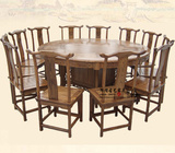 特价仿古圆型餐桌椅组合实木中式圆桌酒店包厢桌大园桌带转盘饭桌
