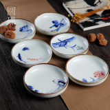 新品原创手绘陶瓷圆形茶点零食坚果小碟子中国风艺术餐具景德镇制