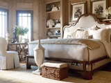 定制美式乡村做旧实木雕花布艺软包双人床 简约复古欧式1.8婚床