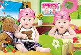 纸画墙画现代装饰画批发可爱宝宝画双胞胎小孩画全开特全年画批发