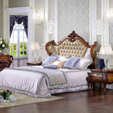 法式软包床实木双人床1.8米软靠拉扣床婚床欧式雕花皮艺床公主床