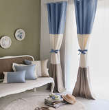 鸟与树-简约地中海小清新半遮光3色拼接客厅卧室窗帘定做-暗香