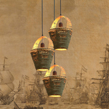 北欧loft创意花篮吊灯复古海盗咖啡厅酒吧餐厅服装店工业麻绳吊灯