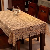 方形台布圆桌布高档奢华欧式白色全镂空蕾丝餐桌布纯色茶几布刺绣