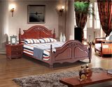成都全实木家具床香柏木1.8米现代古典欧式床 美式床红棕色双人床