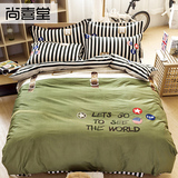 家纺床上用品纯棉四件套全棉卡通1.5米1.8m床双人夏季床单被套4三