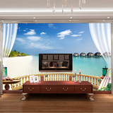 电视背景墙纸壁纸 客厅3D立体大型壁画影视墙扩展空间海景马尔代