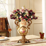复古欧式树脂陶瓷花瓶家居装饰品大号花器落地客厅电视柜摆件花插